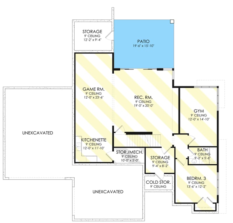 Plan 490027NAH: Modern Home Plan with Home Office and 2-story Great Room - Floor Plan - Optionally Finished Walkout Basement - Contemporary, Mid Century Modern, Modern, Prairie