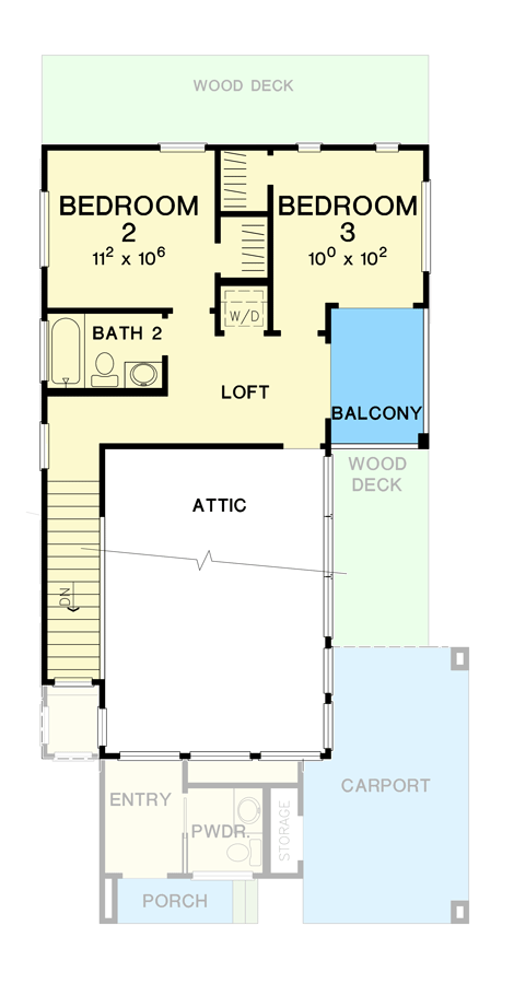 Plan 31037D: Unique 3-Bed Modern House Plan with Compact Layout - Floor Plan - 2nd Floor - Contemporary, Modern, Northwest, Vacation
