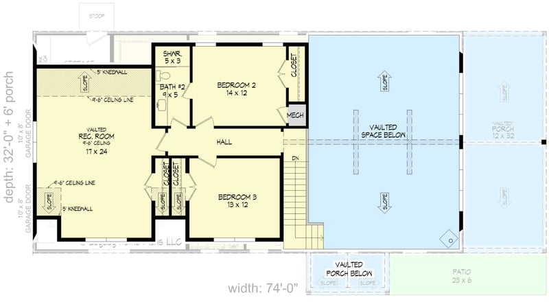 Plan 68993VR: Double-Dormered Rustic Mountain Home Plan with 3 Bedrooms - 2393 Sq Ft - Floor Plan - 2nd Floor - Craftsman, Mountain, Rustic, Vacation