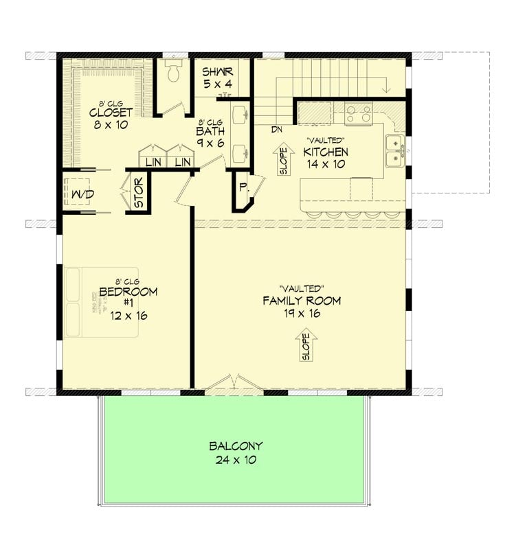 Plan 68994VR: Trimmed Down Modern Mountain Home Plan with Vaulted Second Floor - Floor Plan - 2nd Floor - Contemporary, Mountain, Vacation
