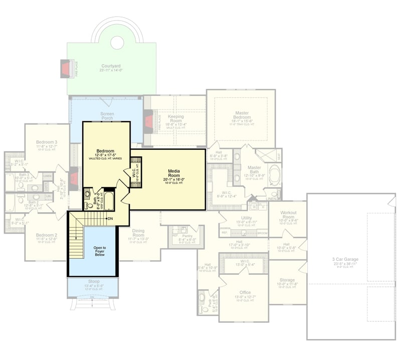 Plan 510227WDY: 4-Bed Southern Transitional House Plan with Screened Porch - Floor Plan - 2nd Floor - Acadian, European, French Country, Louisiana-Style, Southern, Southern Traditional, Transitional