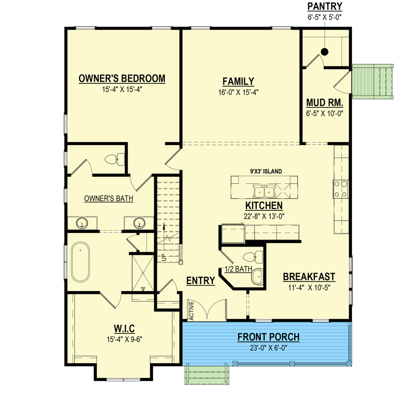 Plan 83624CRW: 5-Bed New American House Plan with Walk-In Closets - Architectural Designs - Floor Plan - Main Level - Country, Farmhouse, Modern Farmhouse, New American, Traditional