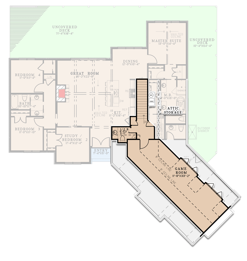 Plan 70781MK: French Country House Plan with Angled 3-car Garage with Game Room Above - Floor Plan - 2nd Floor - European, French Country, Traditional