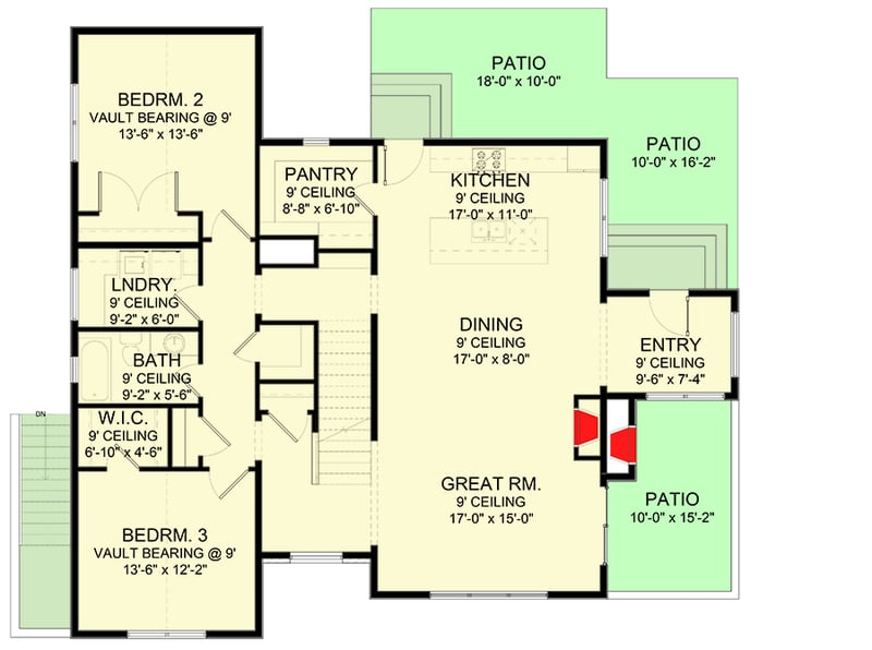 Plan 490038NAH: Transitional Contemporary Home Plan for Sloped Lot - Floor Plan - Main Level - Contemporary, New American, Transitional
