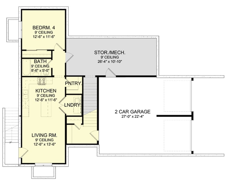 Plan 490038NAH: Transitional Contemporary Home Plan for Sloped Lot - Floor Plan - Ground Level - Contemporary, New American, Transitional
