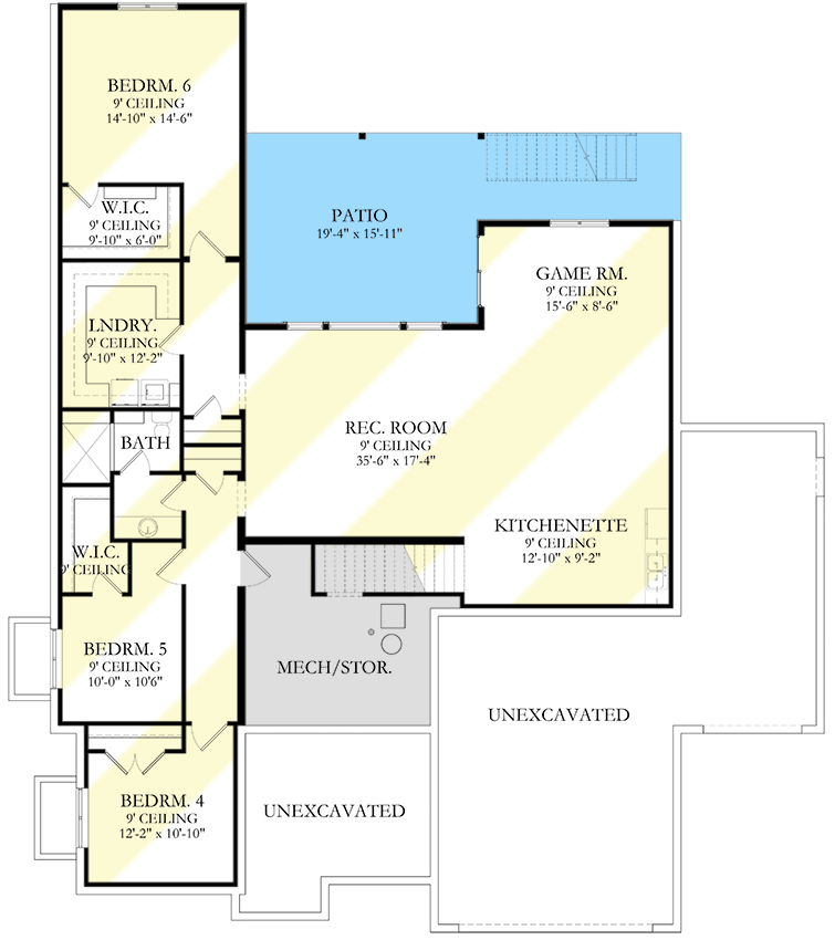 Plan 490044NAH: Traditional Home Plan with Flex Room and 3-car Garage - Floor Plan - Optional Walkout Level - Country, New American, Ranch, Traditional