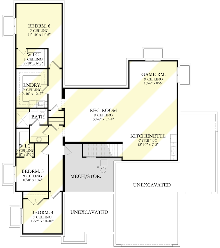 Plan 490044NAH: Traditional Home Plan with Flex Room and 3-car Garage - Floor Plan - Optional Lower Level - Country, New American, Ranch, Traditional