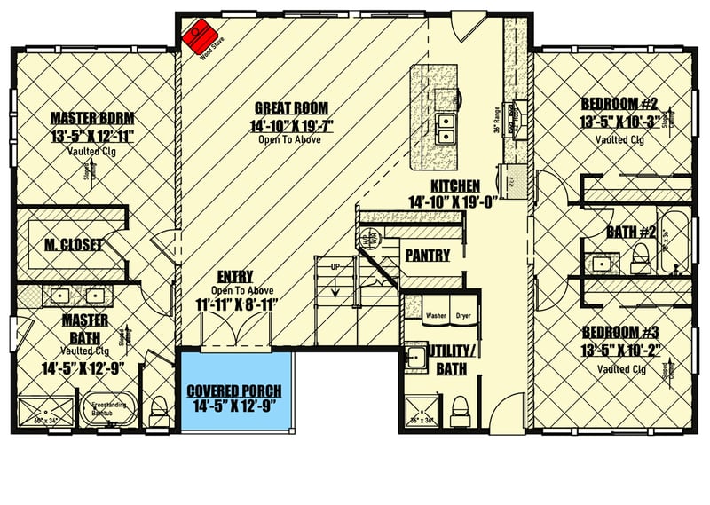 Plan 400009FTY: Contemporary Mountain House Plan with Vaulted Great Room and Loft - 2212 Sq Ft - Floor Plan - Main Level - Contemporary, Mid Century Modern, Modern, Mountain