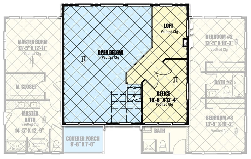Plan 400009FTY: Contemporary Mountain House Plan with Vaulted Great Room and Loft - 2212 Sq Ft - Floor Plan - 2nd Floor - Contemporary, Mid Century Modern, Modern, Mountain