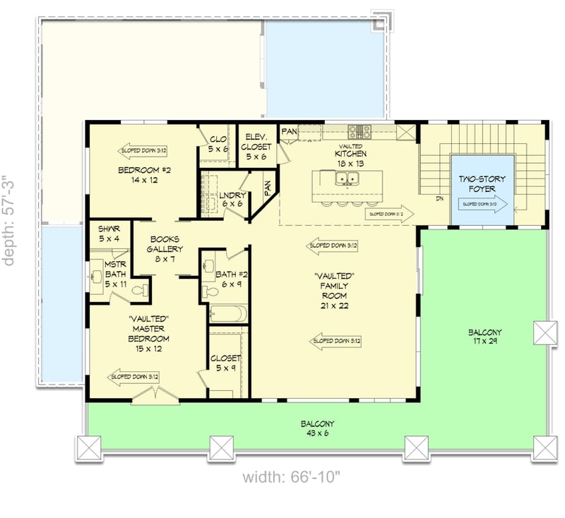 Plan 680008VR: Modern House Plan with an RV Bay and Ground-level Apartment - Floor Plan - 2nd Floor - Contemporary, Modern, Northwest