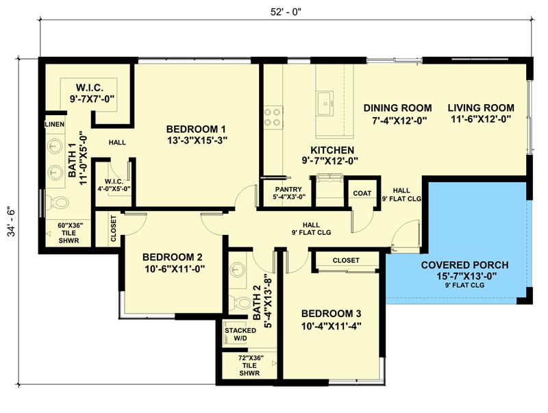 Plan 420050WNT: Mid-century Modern Home Plan with 3 Bedrooms - Floor Plan - Main Level - Contemporary, Mid Century Modern, Modern, Mountain, Northwest, Ranch