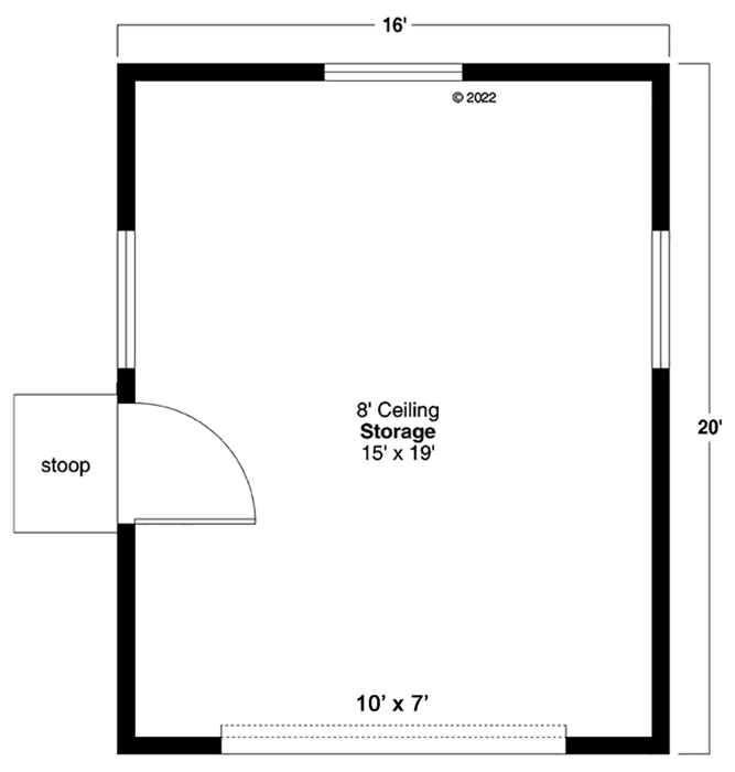 Plan 72349DA: 320 Square Foot Storage Shed - Floor Plan - Main Level - Traditional