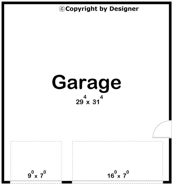 Plan 623125DJ: 960 Square Foot 3-Car Detached Garage Plan - Floor Plan - Main Level - Traditional