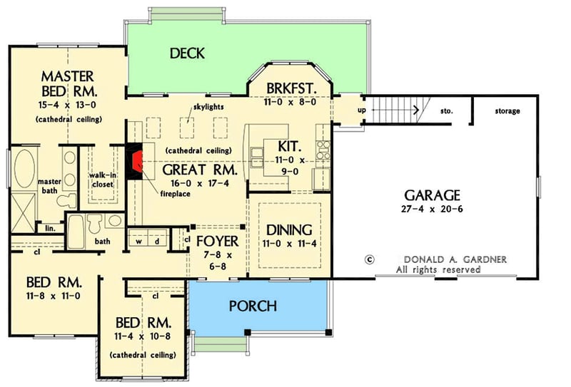 Plan 444333GDN: 1511 Square Foot One-story Craftsman Home Plan with 3 Bedrooms - Floor Plan - Main Level - Craftsman, Ranch, Traditional