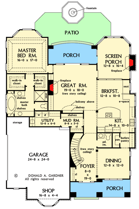 Plan 444345GDN: 4-Bedroom 2901 Square Foot House Plan with 2-Story Foyer and Great Room  - Floor Plan - Main Level - Traditional