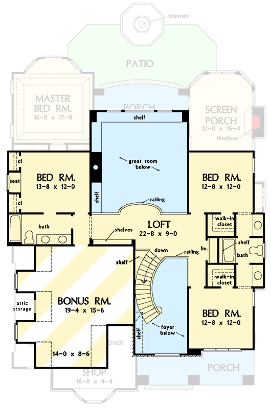 Plan 444345GDN: 4-Bedroom 2901 Square Foot House Plan with 2-Story Foyer and Great Room  - Floor Plan - 2nd Floor - Traditional