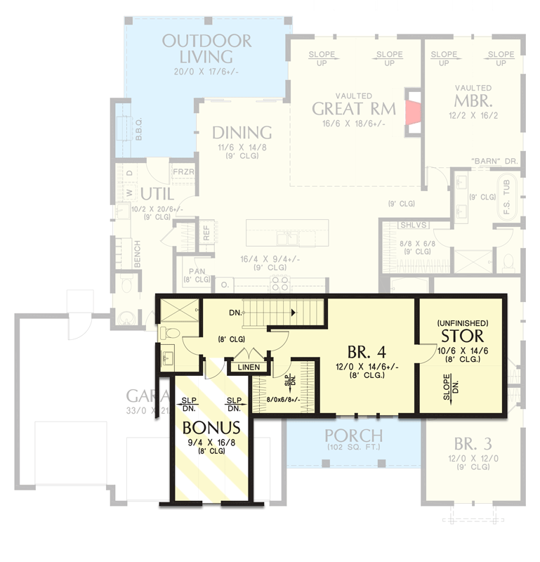 Plan 69226AM: 4-Bed New American House Plan with Vaulted Great Room - Floor Plan - 2nd Floor - Cottage, Country, Craftsman, Farmhouse, Modern Farmhouse, New American