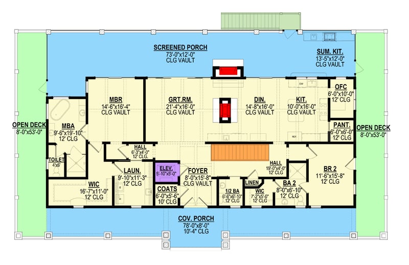 Plan 871024JEN: Mountain Cottage House Plan with Four Bedrooms and Expansive Wraparound Porch - Floor Plan - - Cottage, Country, Mountain