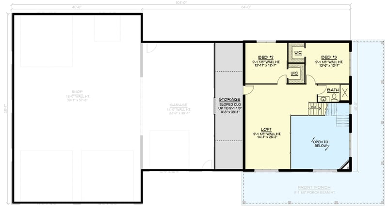 Plan 135185GRA: Farmhouse-Inspired Barndominium House Plan with Massive 3,602 Square Foot Garage - Floor Plan - 2nd Floor
