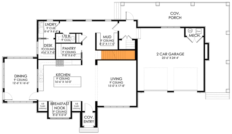 Plan 490054NAH: 4 Bed Transitional House Plan with Upstairs Master Suite with Fireplace - Floor Plan - Optional Crawl/Slab Main Level - European, Traditional, Transitional