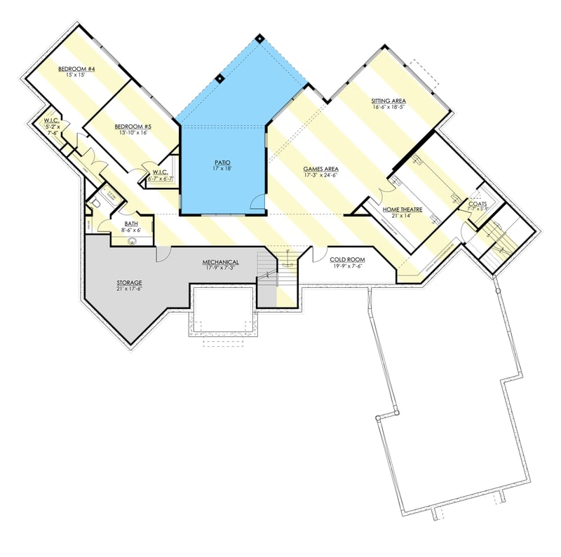 Plan 81750AB: Mountain Craftsman Plan with Optional Walkout Basement - Floor Plan - Optionally Finished Walkout Foundation - Craftsman, European, Mountain, Northwest