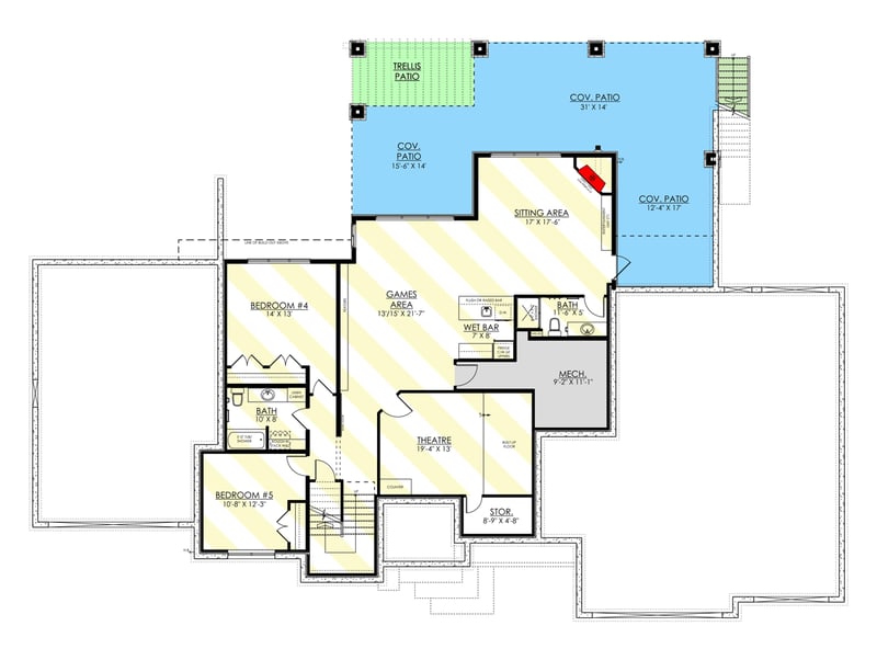 Plan 81760AB: Modern Home Plan Under 4200 Square Feet with Over 2000 Square Feet of Garage Space - Floor Plan - Optionally Finished Lower Level - Contemporary, Mid Century Modern, Modern, Mountain, Northwest