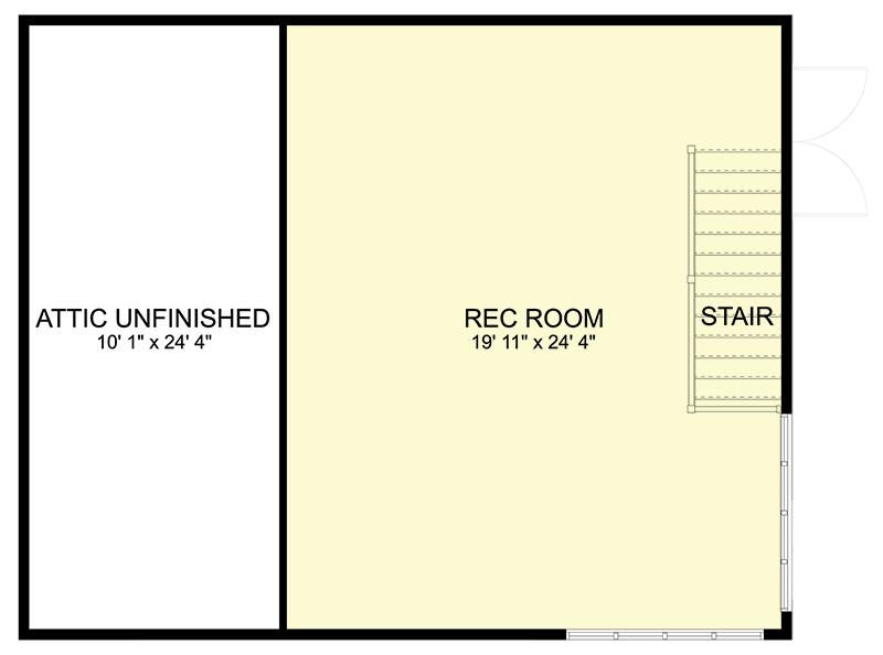 Plan 61302UT: 515 Square Foot 2-Car Contemporary Garage Plan with Upstairs Rec Room - Floor Plan - 2nd Floor - Contemporary, Mid Century Modern, Modern