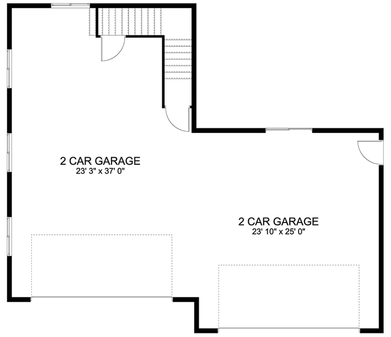 Plan 61304UT: 4-Car Garage with Over 1500 Square Feet of Parking Space with Loft Above - Floor Plan - Main Level - Contemporary, Modern, Northwest