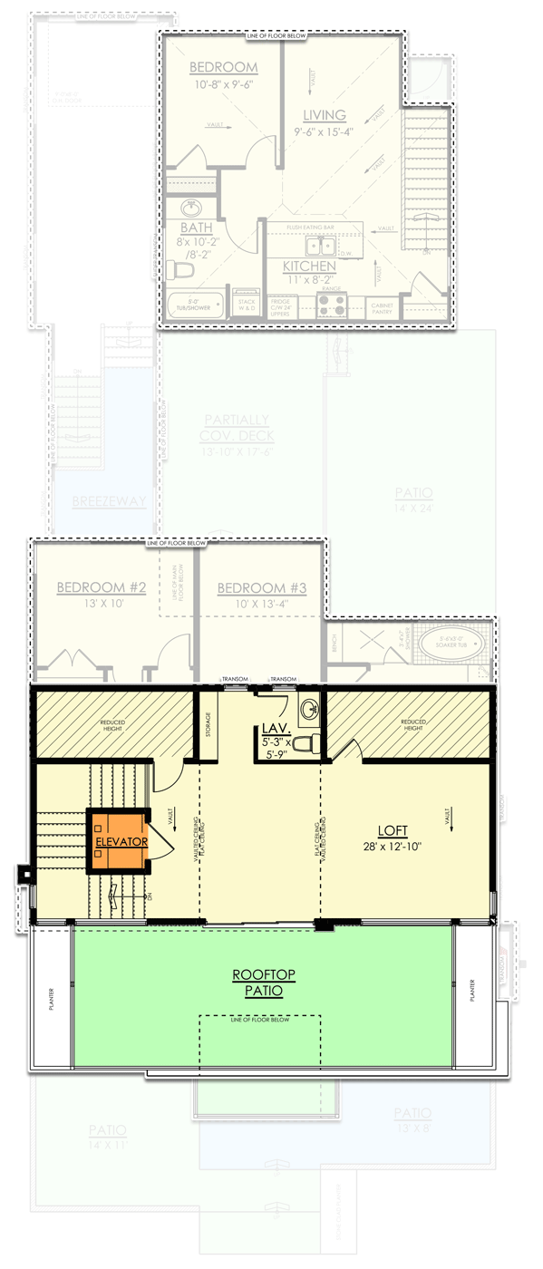 Plan 81776AB: Three Story Contemporary House Plan with Apartment Above 3-Car Garage and a Rooftop Patio - Floor Plan - 3rd Floor - Contemporary, Mid Century Modern, Modern, Northwest