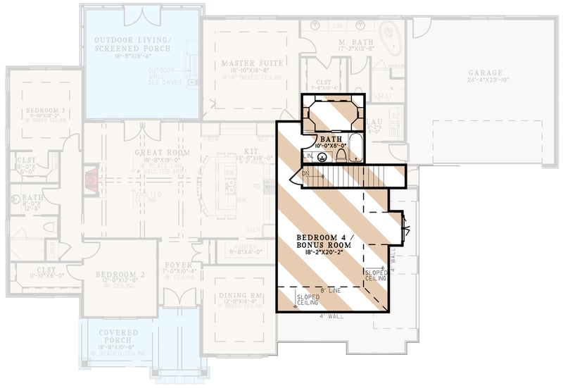 Plan 70795MK: 3-Bed Rustic Home Plan with 4-Car Garage and Expansion to Fourth Bedroom - 2340 Sq Ft - Floor Plan - 2nd Floor - Country, Craftsman, European, Hill Country, Ranch, Southern