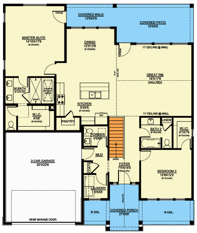 Plan 370039SEN: 2-Bed 1700 Square Foot Home Plan with Lower Level Expansion - Floor Plan - Main Level - Country, Craftsman, New American, Traditional