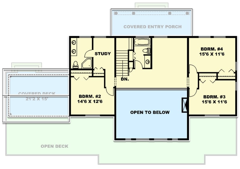 Plan 35154GH: 4-Bed Rustic Country Home Plan with Home Office and Sauna - Floor Plan - 2nd Floor - Country, Mountain, Rustic