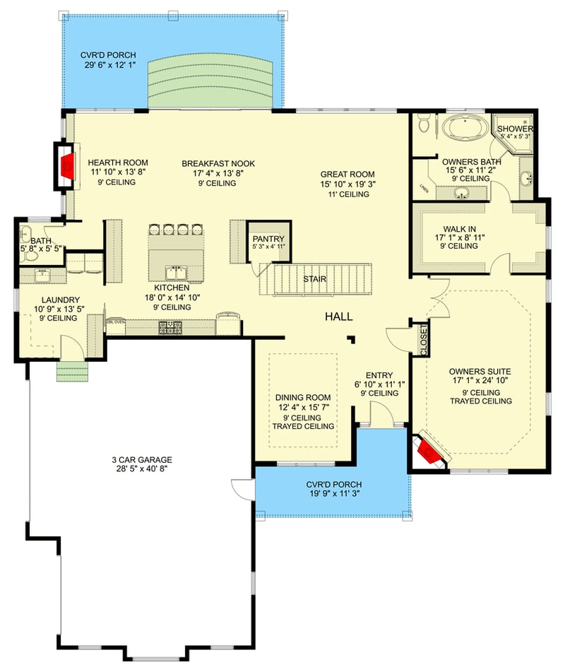 Plan 61395UT: Exclusive Transitional Two-story Home Plan with Main-level Owner's Suite - Floor Plan - Main Level - Craftsman, Mountain, Northwest