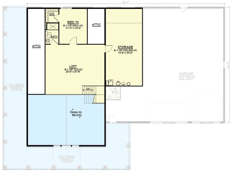 Plan 135196GRA: 4 Bed 4100 Square Foot Barndo-style House Plan with RV Garage and Man Cave - Floor Plan - 2nd Floor