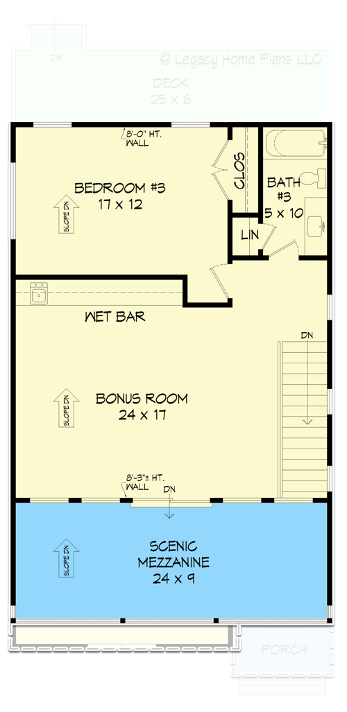 Plan 680034VR: 25-Foot-Wide Modern Contemporary 3-Story Home Plan Scenic Overlook - Floor Plan - 3rd Floor - Contemporary, Transitional