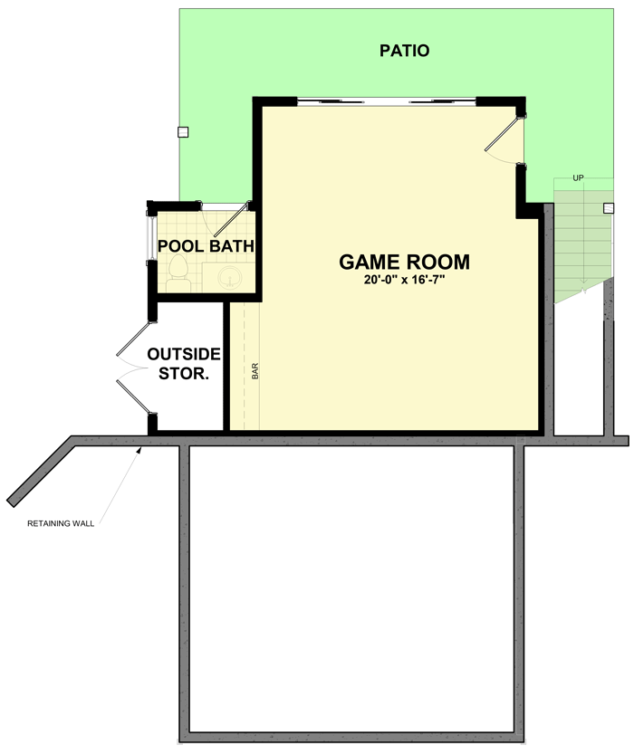 Plan 92029VS: Guest House with Murphy Bed and Game Room - Floor Plan - Lower Level - Cottage, Country, Southern, Vacation