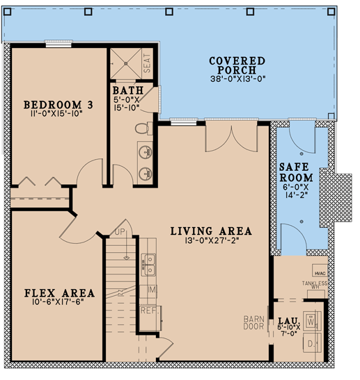 Plan 70825MK: Rustic 3-Bed House Plan On a Walkout Basement with Vaulted Porte Cochere - 2255 Sq Ft - Floor Plan - Lower Level - Cottage, Country, Mountain, Rustic