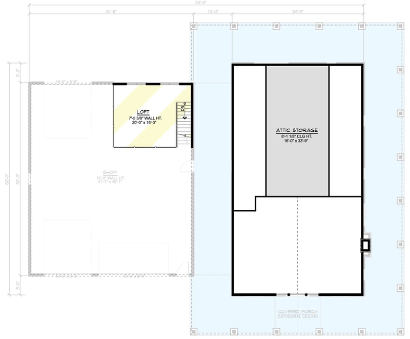 Plan 135199GRA: 2000 Square Foot Farmhouse-Inspired Barndominium-Style House Plan with Wraparound Porch - Floor Plan - 2nd Floor - Barndominium, Country, Farmhouse, Modern Farmhouse, Mountain, Rustic