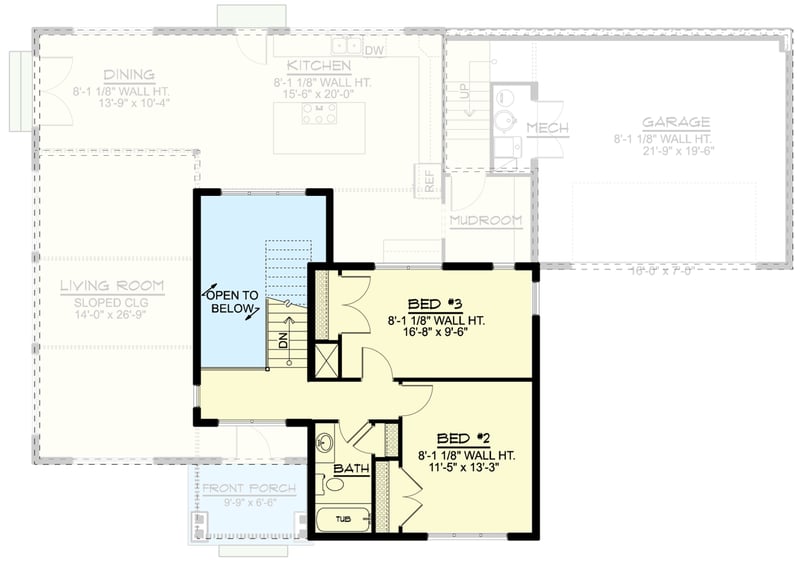 Plan 135204GRA: 2200 Square Foot 3-Bed Modern Home Plan with 2-Car Garage - Floor Plan - 2nd Floor - Contemporary, Mid Century Modern, Modern, Mountain, Northwest