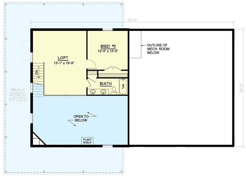 Plan 135205GRA: 1600 Square Foot Barndominium-Style House Plan with 2-Car Side-Entry Garage - Floor Plan - 2nd Floor - Barndominium, Country, Rustic, Traditional