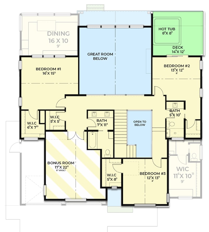 Plan 280183JWD: 4-Bed New American House Plan Under 3400 Square Feet with Main-Level Master Suite - Floor Plan - 2nd Floor - Contemporary, Country, Craftsman, New American