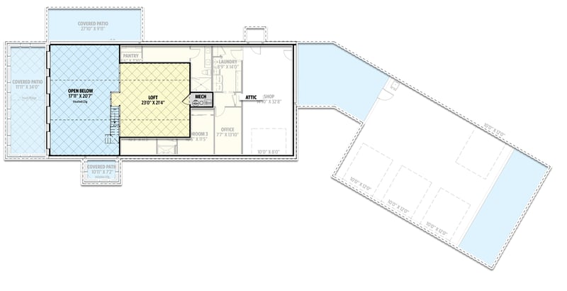 Plan 400014FTY: Flexible 3-Bed Ranch Plan with a Loft - Floor Plan - 2nd Floor - Country, Craftsman, Mountain, Ranch, Rustic