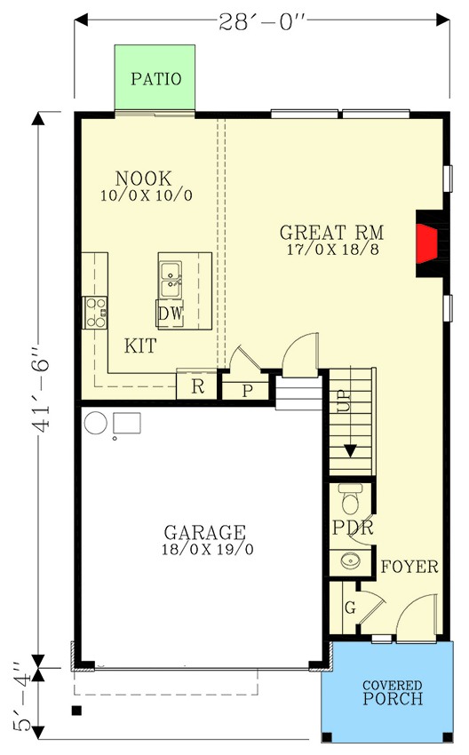Plan 28027J: 2-Story New American Craftsman House Plan Under 2000 Square Feet - Floor Plan - Main Level - Craftsman, New American, Northwest