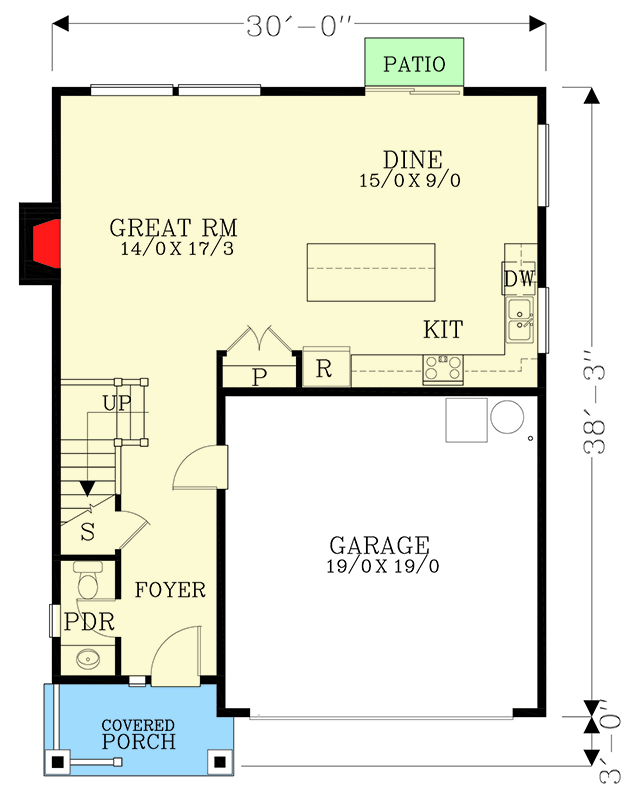 Plan 28032J: 2-Story Craftsman Plan with Open Main Level - Floor Plan - Main Level - Craftsman, Northwest, Traditional