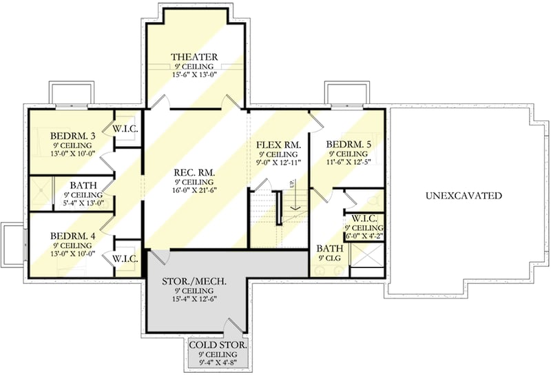 Plan 490086NAH: One Story 2000 Square Foot Contemporary French Country Home Plan with Lower Level Expansion - Floor Plan - Basement Option - European, French Country, New American, Ranch, Southern, Traditional