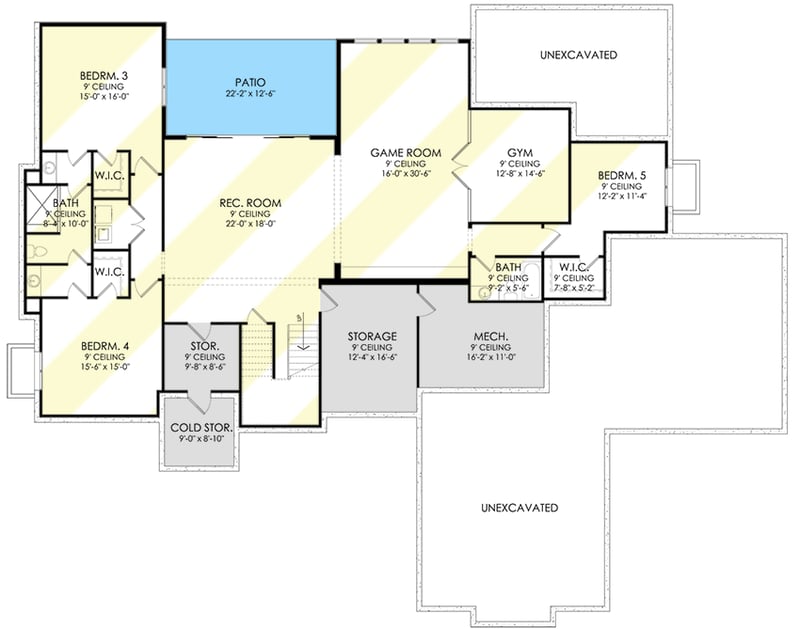Plan 490089NAH: One-Story New American House Plan Under 3300 Square Feet with Lower Level Expansion - Floor Plan - 3rd Floor - Craftsman, New American, Ranch