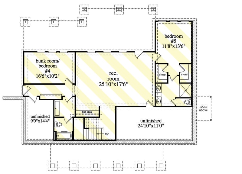 Plan 29902RL: Farm-Style House Plan Designed for Rear View Lots with Open Breezeway and a 2-Car Garage - Floor Plan - Optionally Finished Lower Level - Country, Farmhouse, Modern Farmhouse, Mountain, New American, Traditional
