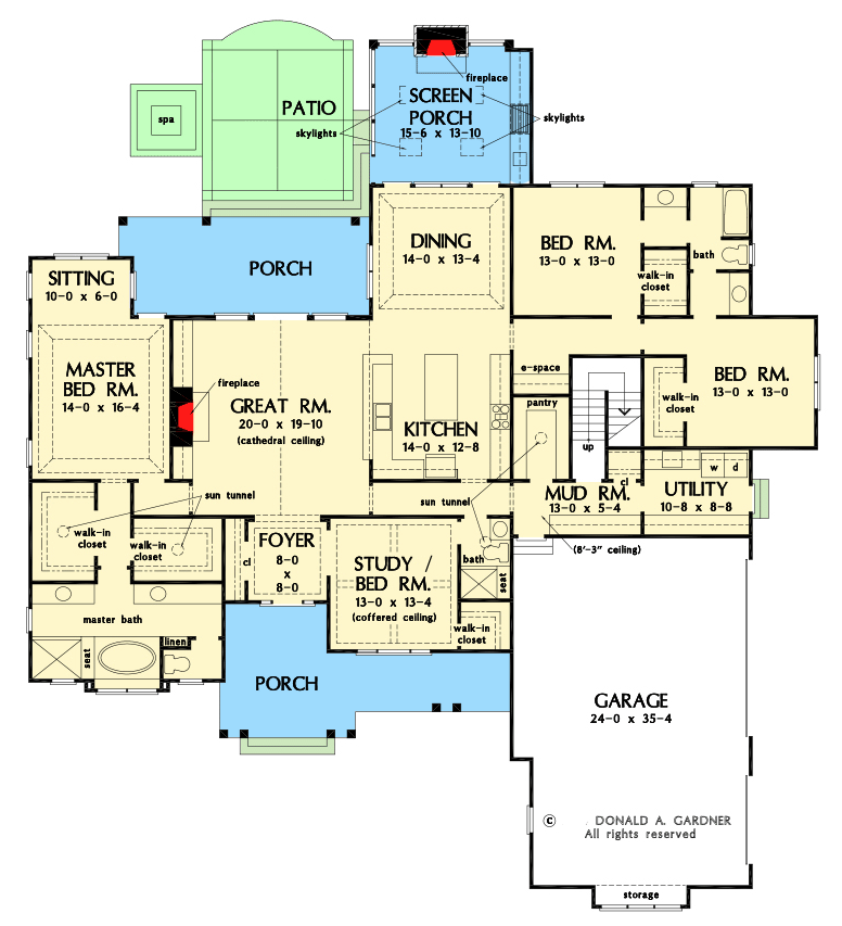Plan 444369GDN: 2800 Square Foot Craftsman Home Plan with Outdoor Fireplace - Floor Plan - Main Level - Country, Craftsman, New American, Traditional