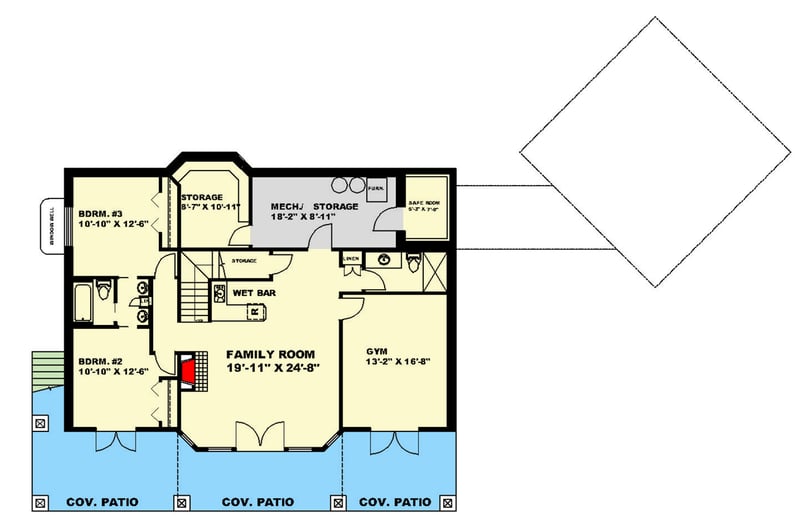 Plan 350008GH: Mountain Ranch Home Plan Under 3400 Square Feet with Angled Garage and a Home Office - Floor Plan - Walkout Basement - Country, Craftsman, Mountain, Ranch, Rustic