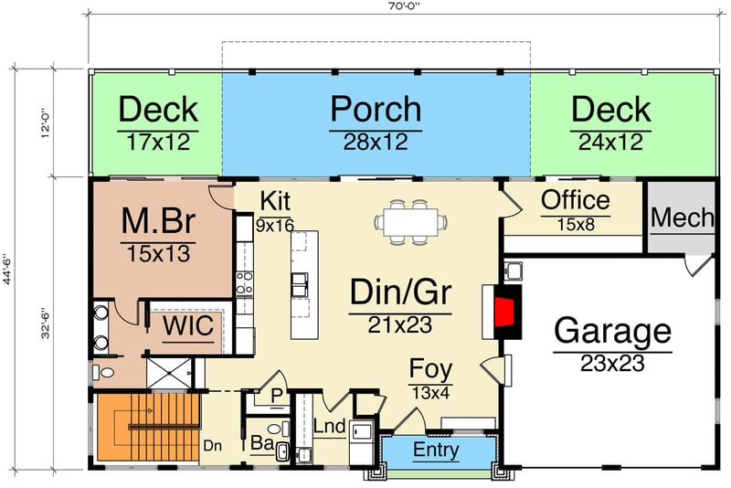 Plan 18710CK: Modern Mountain House Plan with Stacked Rear Decks - Floor Plan -  - Contemporary, Mid Century Modern, Modern, Mountain, Northwest